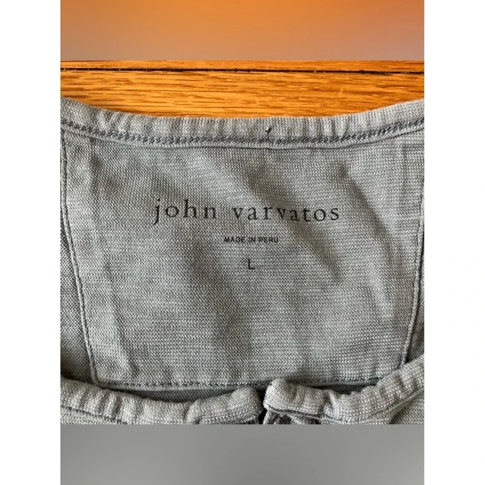 John Varvatos Grey Quincy Slub Cotton Summer Short Sleeve Henley Shirt Large